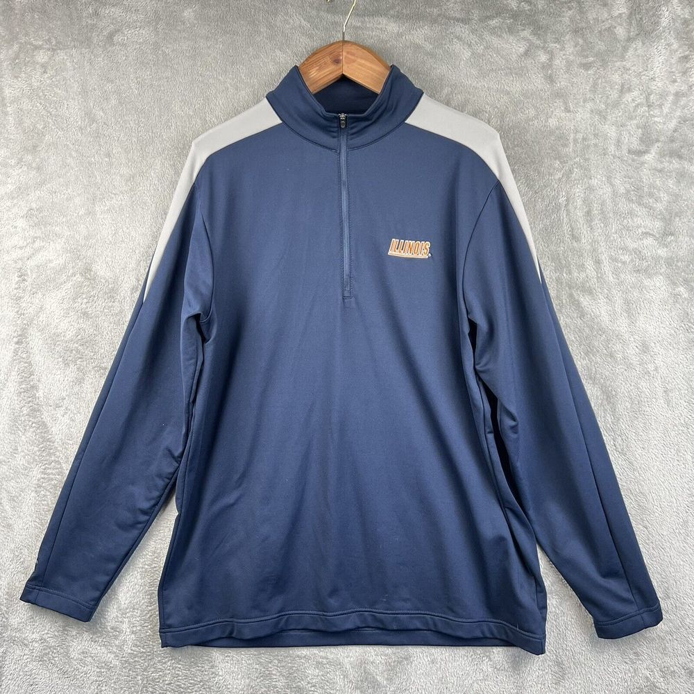 Illinois Fighting Illini Antigua 1/4 Zip Performance Pullover Jacket Mens L NCAA